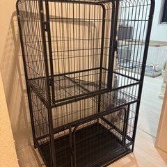 多頭飼いOK！大型キャットケージ 2段式（5匹可）※サビあり・使用可の画像