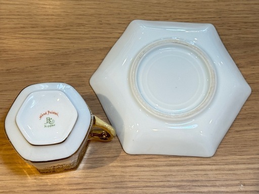A8089【オールドノリタケ】RC刻印 チョコレートカップ＆ソーサー アンティーク 金盛
