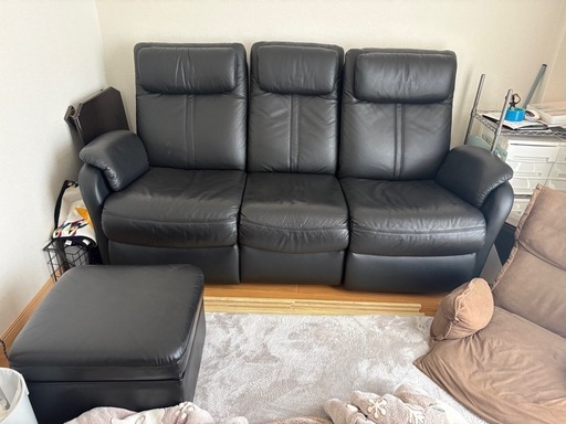 ソファ本革三人掛け (なか1192) 桜木のソファ《3人掛けソファ》の中古