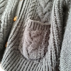 ダークグレー ケーブル編み カーディガン Lの画像