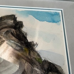 【真作】屋良朝春 F10号 水彩「沖縄海岸風景」内閣総理大臣賞画家 額装の画像