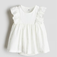【75】難あり　H&M ベビー　ロンパース　フリル　レース　オーガニックコットンの画像