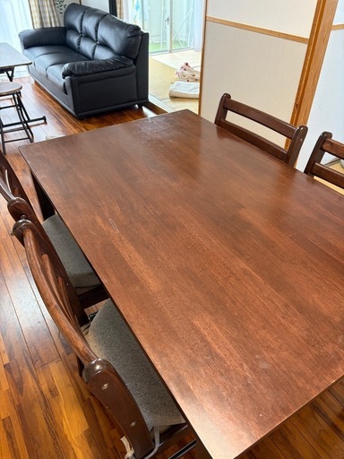 ダイニングテーブル＋椅子4脚セット｜120×75cm｜座布団付き｜引き取り限定 
