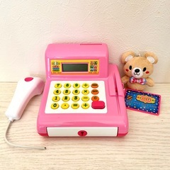 ピンクのレジ　おもちゃ　くまのぬいぐるみも🧸　の画像