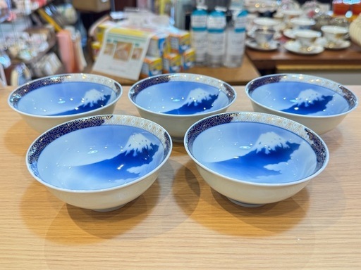 A8092【深川製磁】富士山 飯碗 小 5個セット