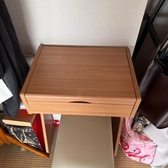 コンパクト ドレッサー デスク コンセント付き スツール付き 収納 化粧台 アッシュ 木目調
の画像