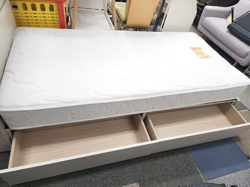 幅97cm シングルベッド マットレス付き スイートデコレーション ヘッドボード 収納引き出し付き ナチュラル系 札幌 北20条店