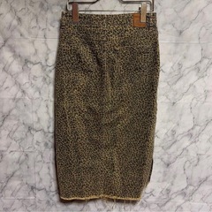 ZARA ザラ レオパード ヒョウ柄 デニムスカート スリット入り XSの画像