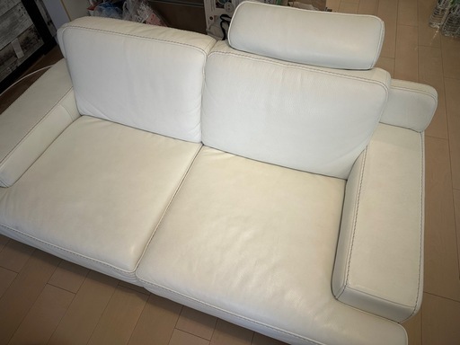 イタリア製本革ソファ2人掛け (うどん) 国際センターのソファ《2人掛け