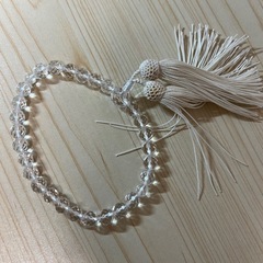 念珠・数珠片手水晶切子 7mm +数珠入れ 数珠袋の画像