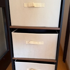 カラーボックス・黒（各段収納バッグ付き）の画像