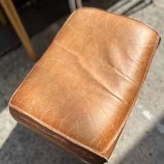 レザーオットマン スツール キャメルブラウン Leather Ottoman Stool 検） オットマン スツール レザー 本革調 ヴィンテージ風 キャメル ブラウン ミッドセンチュリー 北欧 インダストリアル ぶの画像
