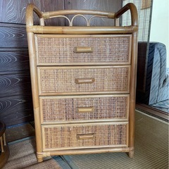 レトロ 籐 ラタン サイドボードの画像