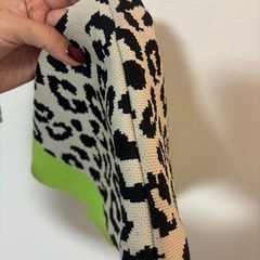 ニットバッグ！レオパード&ライムグリーンの画像