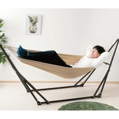 【新品未開封】2WAYハンモック（ブラウン）自立式 引き取り限定の画像