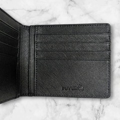 【新品】新品 FUYUMOE メンズ 二つ折り 財布 ブラック 札入れ ウォレット 仕分小銭入れ 黒の画像