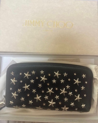 Jimmy Choo FILIPA ラウンドジップ 長財布 スタースタッズ 黒 (むぎ