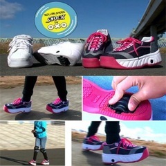 ローラーシューズ キッズ スニーカー 子供 靴 黒 ブラック 取り外し SHOCK by oxoの画像