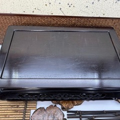 中国美術 時代物 唐木 透彫 二重天版 長方 花台 良品 飾台 盆栽台 香炉台 華道具 紫檀 黒檀 高卓 平卓 茶道具 煎茶道具 香道具 古美術 古玩の画像
