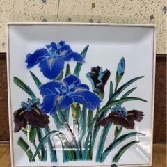 九谷焼 名工 越田健一郎 絵変 絵皿 四枚揃 共箱 在銘 美品 飾皿 角皿 大皿 和骨董 和美術 古美術 古玩 色絵 花 和食器 茶道具 煎茶道具 皿の画像