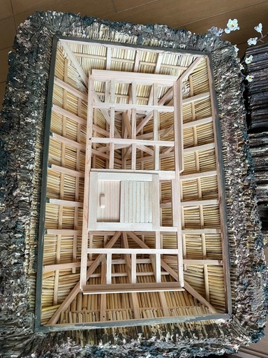 【極美品/精巧】古民家 模型 ジオラマ 茅葺き屋根 内部造作有　取外し可 手作り