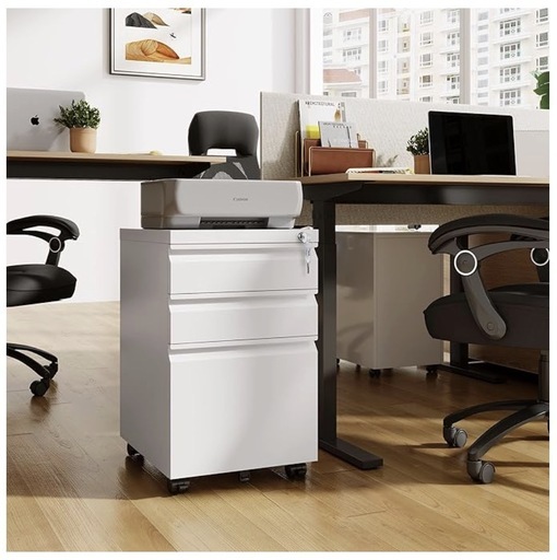 鍵付きキャビネットキャスター付き (たむ) 広尾のオフィス用家具《机