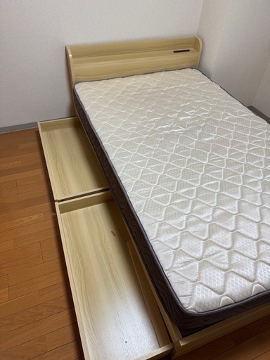 収納付きベッド（コンセント・USBあり）＋マットレスセット 120cm