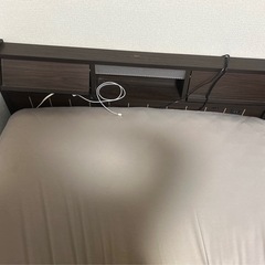 フラップ扉式フロアベッドセット　セミダブル　ダークブラウンの画像