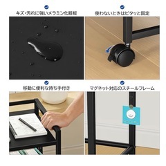 デスクサイドワゴン キャスター付きA4対応 ファイルワゴン 2段 サイドテーブル 斜め棚で取り出しやすい 収納ラック 幅50×奥行30×高さ64.8cm デスクサイドラック 高さ調整可 書類・オフィス収納 省スペース 簡単組立 プリンター 袖机 デスク下 収納 (ブラック) の画像