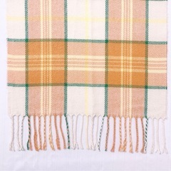 【春まで使える差し色！】チェック柄 マフラー オレンジ 防寒 シンプル 毛玉なしの画像