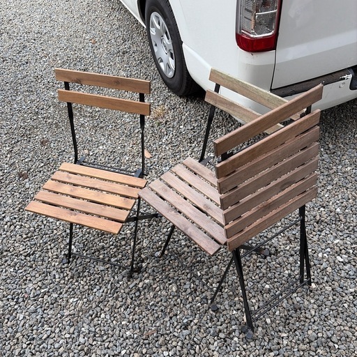 IKEA 折り畳みガーデンチェア　3客セット　まとめ　木製　黒　ブラウン