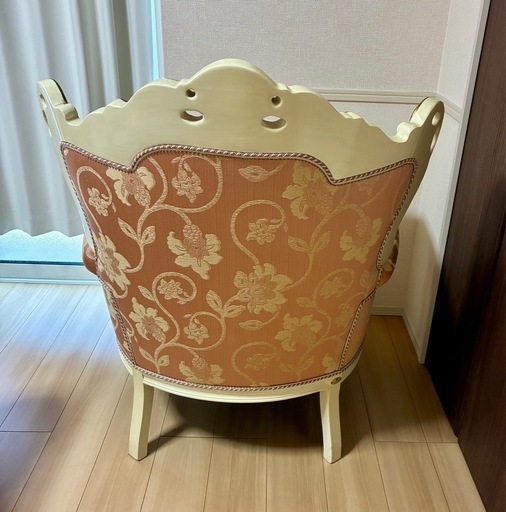 【お取引者様決定】エクセレンテ 姫系アンティーク風 1人掛けソファ ロココ調 ピンク 花柄