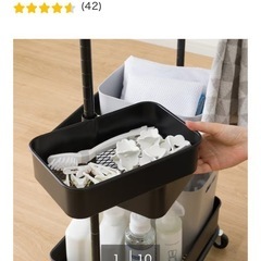 【美品/ニトリ】スチールワゴン【収納/キッチンワゴン/付属品：ハンドル＋回転バスケット＋ワゴン内BOX5個】の画像