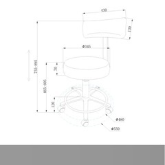 背もたれ付きスツール （お掃除キャスター仕様）ホワイト  の画像