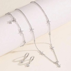  S1《新品》フラワーモチーフ ネックレス・ブレスレット・ピアス 3点セットレディース　シルバーの画像