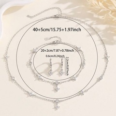  S1《新品》フラワーモチーフ ネックレス・ブレスレット・ピアス 3点セットレディース　シルバーの画像