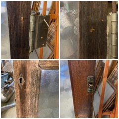 ドア　玄関ドア　1枚　鍵なし　昭和レトロ　レトロガラス　建具　中古　リノベーションにの画像