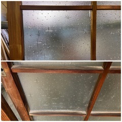 引き戸　星柄ガラス　4枚セット　レトロガラス　中古品　建具の画像