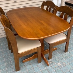 ★ダイニングセット★4人掛け ダイニングテーブル 椅子4脚セット Matsuda　 木製 高さ70cm×幅135cm×奥行き84cmの画像