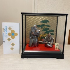 ☆高砂人形　高砂　吉祥　縁起物　金属製　金属工芸　
ガラスケース入り☆ の画像