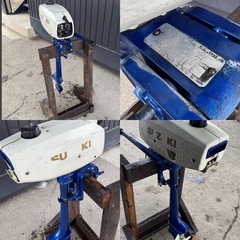 H-248△ q 岐阜発/ スズキ/ DT2/ 小型船舶用船外機/ 2馬力/ 実動 動画カバー割れ等あり/ 木製台付き/ 現状品/ R8.2/18 △の画像