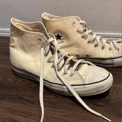 CONVERSE コーデュロイ　ハイカット　スニーカー　オフホワイト　クリーム色の画像