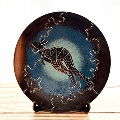 アボリジニアート　プレート　木製の画像