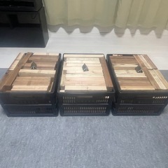 薪、端材、自作くさび、カゴのセットの画像