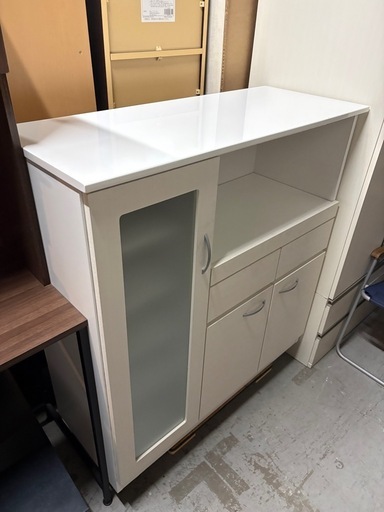 ホワイト キッチンカウンター レンジボード 食器棚 収納 キャビネッ