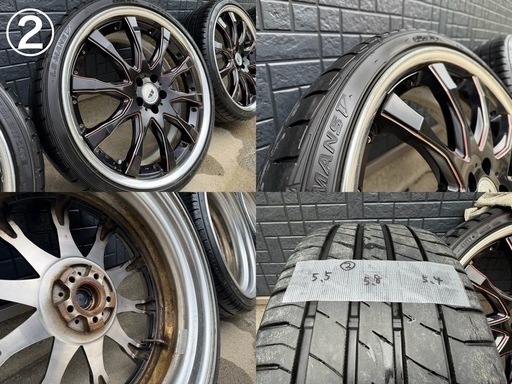 タイヤホイール　WORK SCHWERT SC2 BLACK RED LINE 19インチ7.5J 215/35r19