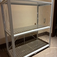 棚ラック 折りたたみ 3段 幅71×奥行34×高さ87cm 1秒展開 組立不要 高強度 大容量 キャスター付き スチールラック メタルラック 移動自在 折りたたみ後8cm 省スペースの画像