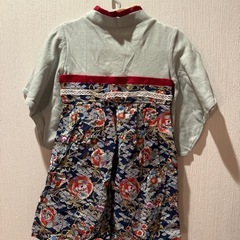 ベビー 袴ロンパース 和柄 花柄 お食い初め 初節句　70cmの画像