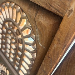 🌿✨空間を一瞬で格上げ✨🌿 木製 4連パーテーション 透かし彫り 彫刻 アンティークの画像