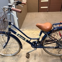 ママチャリ 自転車 27インチ 変速ギアあり ネイビー 5000円の画像